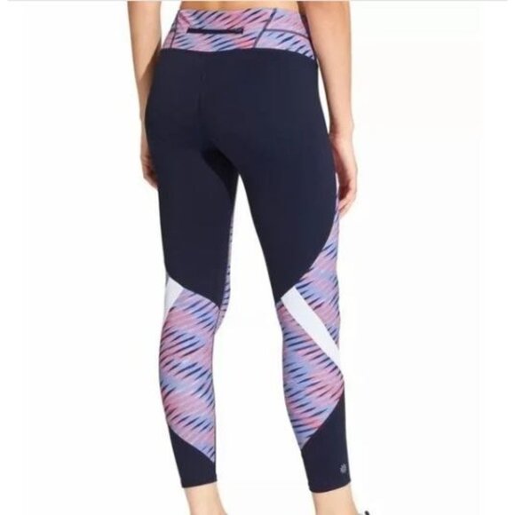 Athleta Women's Blue and Pink Electra Sonar 7/8 Tight Calf Leggings Sz M 1380 - Picture 5 of 13